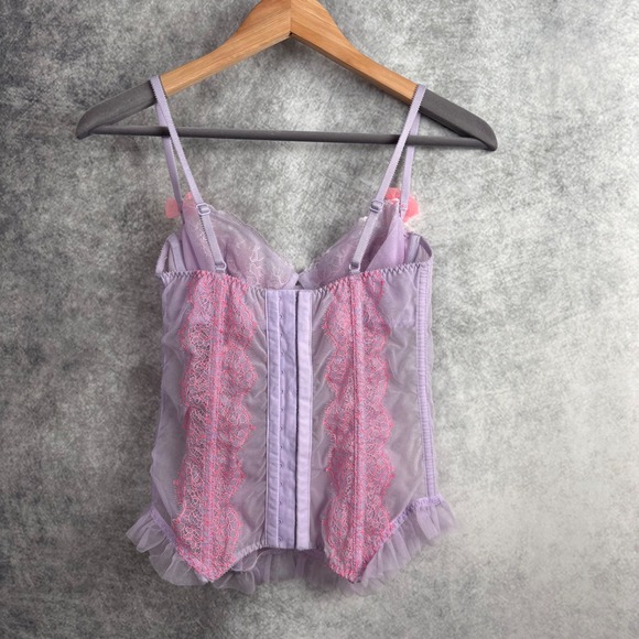Victoria's Secret Lavender Pink Lace Corset Bustier Bra Top 34A - Picture 5 of 9